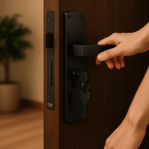 Secure Home Cripto Mortise Lock Set | CY Type Door Lock with Brass Cylinder & Iron Lock Body – Black Finish